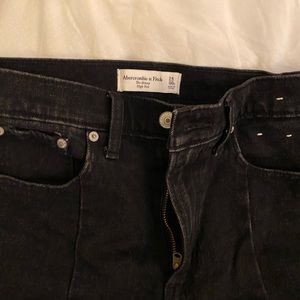 Abercrombie High Rise Black Skinny Jeans w/ Split Hem